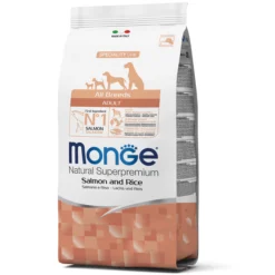 Monge All Breeds Adult Losos i Pirinač – Potpuna i lako svarljiva ishrana za odrasle pse svih rasa