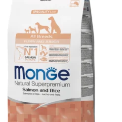Monge All Breeds Puppy & Junior Losos i Pirinač – Kompletna ishrana za štence svih rasa