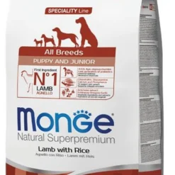 Monge All Breeds Puppy & Junior Monoprotein Jagnjetina i Pirinač – Kompletna ishrana za štence svih rasa