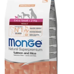 Monge Extra Small Adult Losos i Pirinač – Kompletna ishrana za odrasle pse ekstra malih rasa 2,5kg