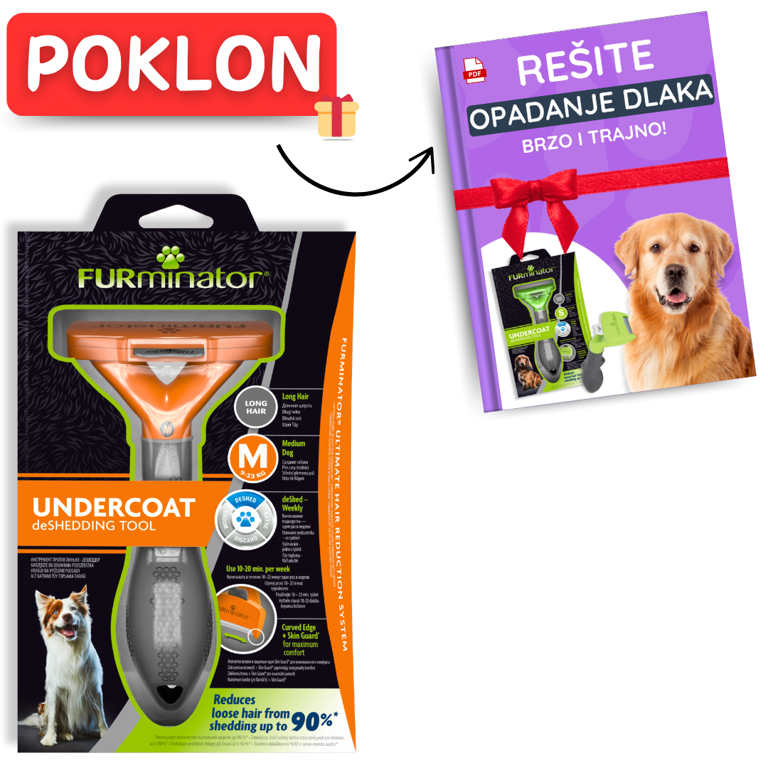 Furminator za srednje rase sa kratkom dlakom M (GRATIS - kompletan vodič korišćenja)