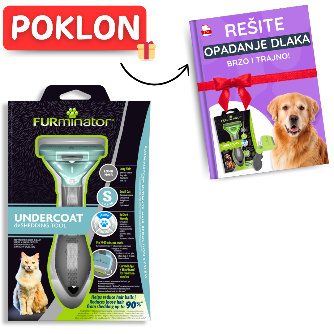 Furminator za male mačke sa kratkom dlakom S (GRATIS - kompletan vodič korišćenja)