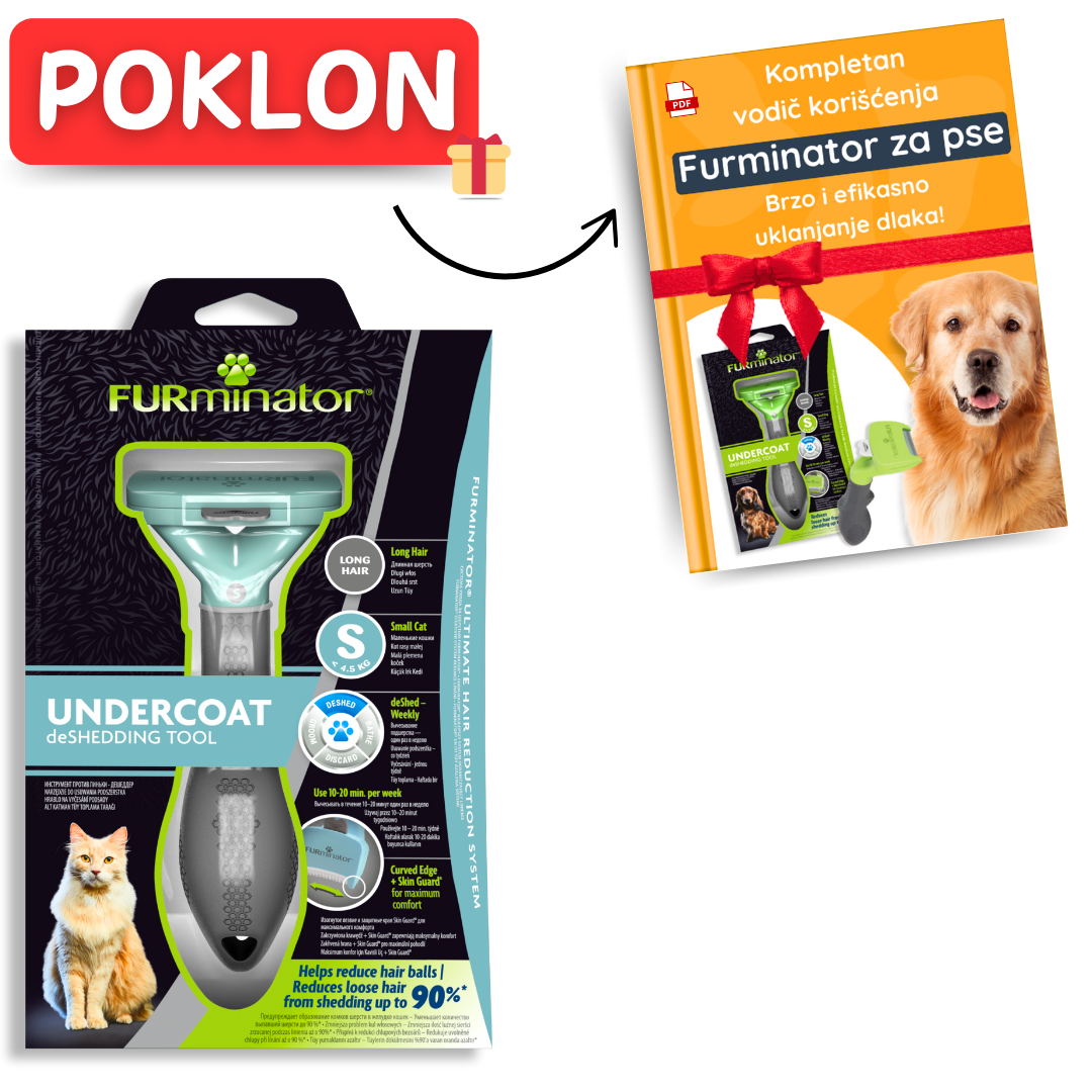 Furminator za male mačke sa dugom dlakom S (GRATIS - kompletan vodič korišćenja)