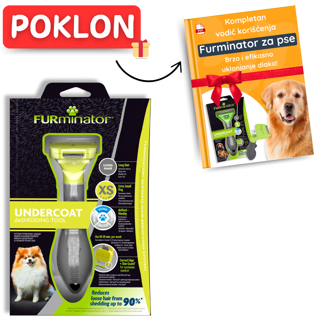 Furminator za minijaturne rase sa dugom dlakom XS (GRATIS - kompletan vodič korišćenja)