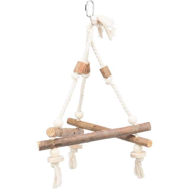 Trixie Ljuljaška Trougao od Prirodnog Drveta 27x27 cm – Stabilna i zabavna ljuljaška za ptice, izrađena od prirodnog drveta, podstiče igru, kretanje i pruža sigurno mesto za odmor vašeg ljubimca.
