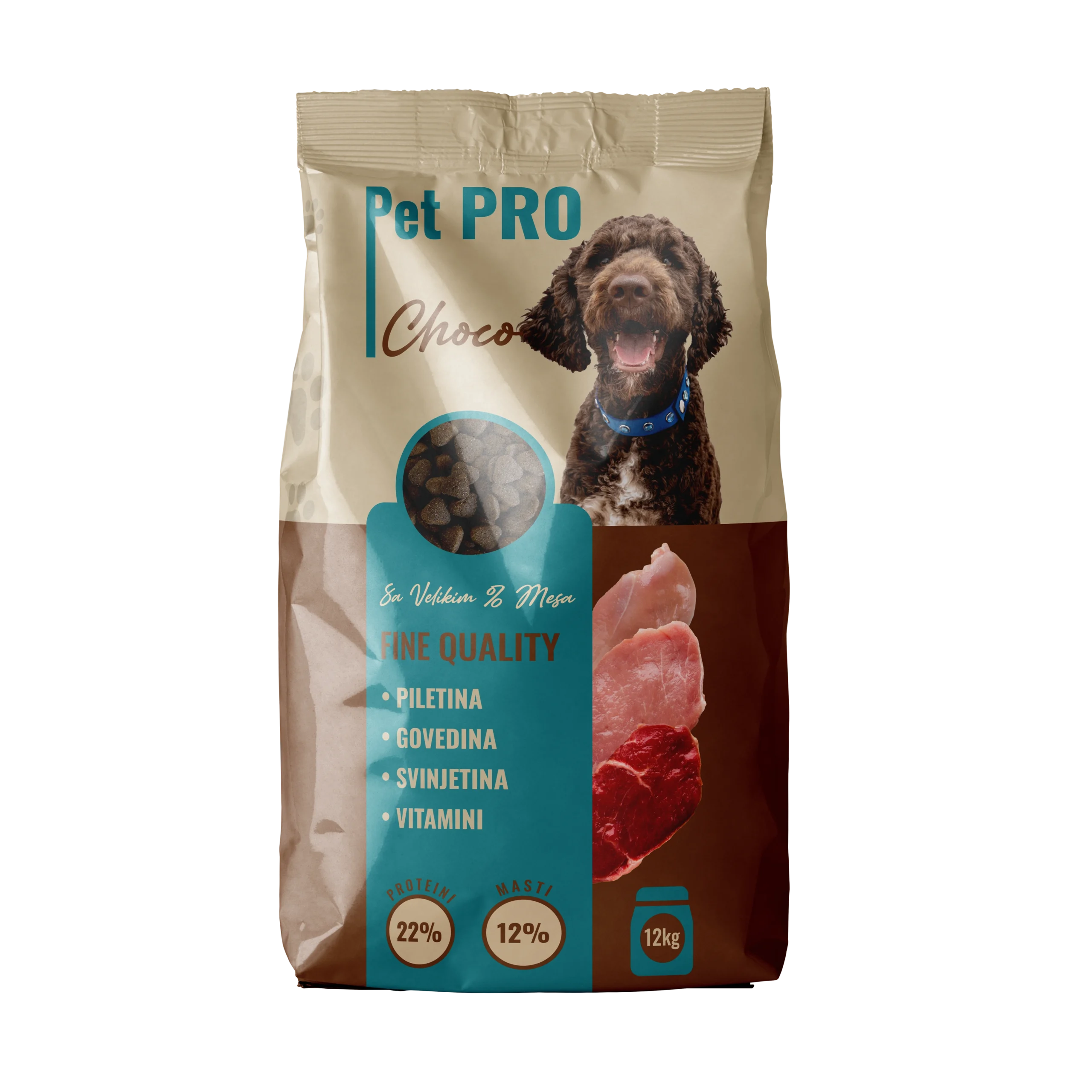 Pet Pro Choco 12 kg – Kompletna hrana za odrasle pse sa govedinom i svinjetinom