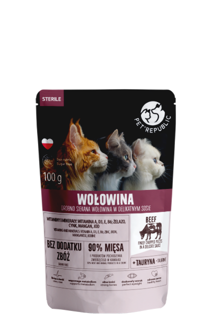 PET REPUBLIC Kesica za Sterilisane Mačke 100g – Fileti sa Komadićima Govedine