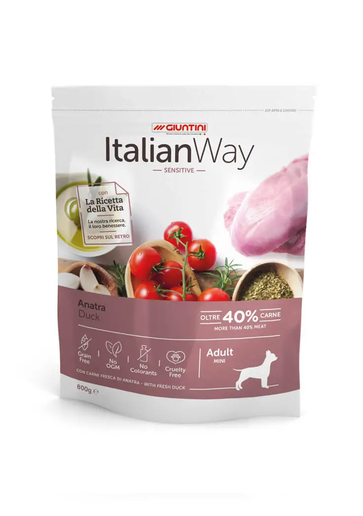 Italian Way Adult Sensitive Duck – Vrhunska super premium sensitive hrana za odrasle pse malih i minijaturnih rasa sa pačetinom 8kg