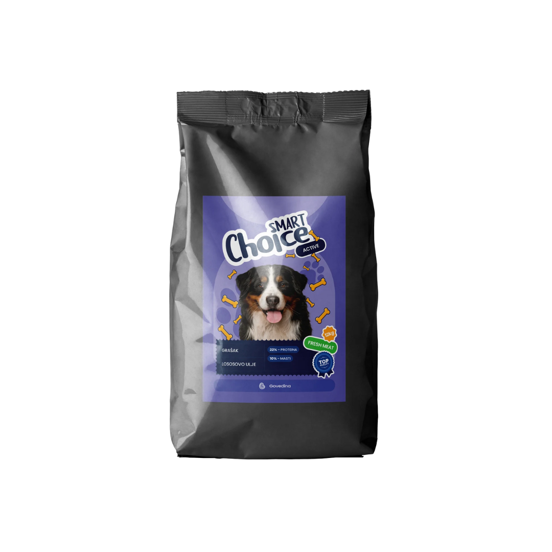 Smart Choice Active Govedina 12 kg – Kompletna hrana za odrasle aktivne pse svih rasa