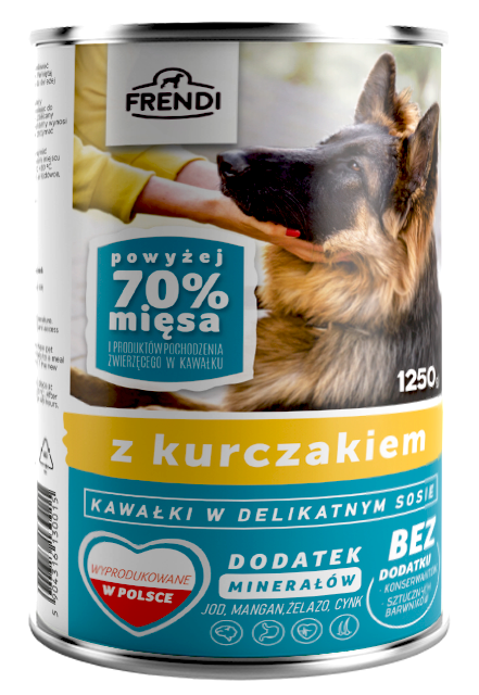 FRENDI Konzerva za Pse Piletina 1250g – Ukusan i Hranljiv Obrok za Vašeg Ljubimca
