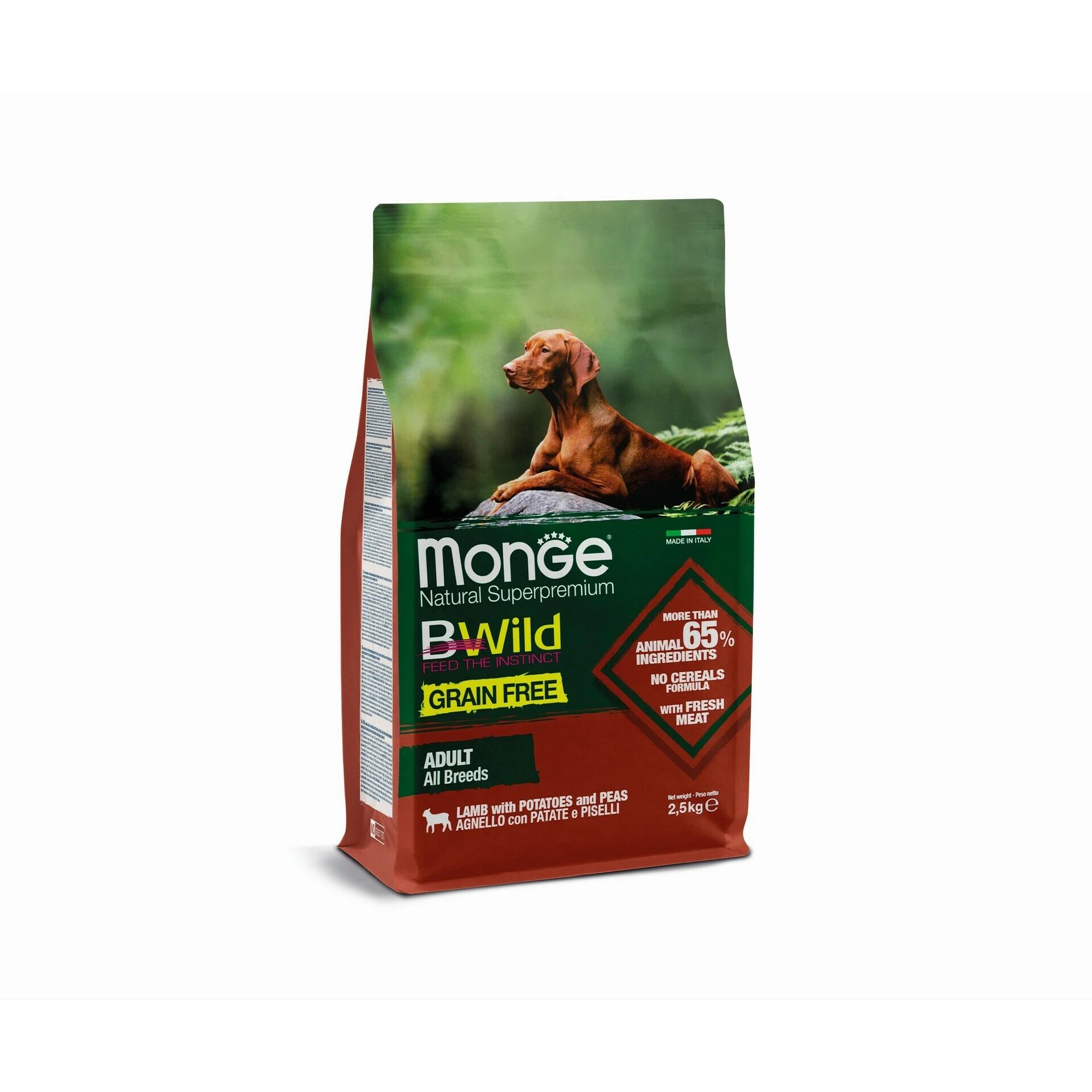 Monge BWild Grain Free Jagnjetina sa krompirom i graškom – Kompletna hrana za odrasle pse svih rasa