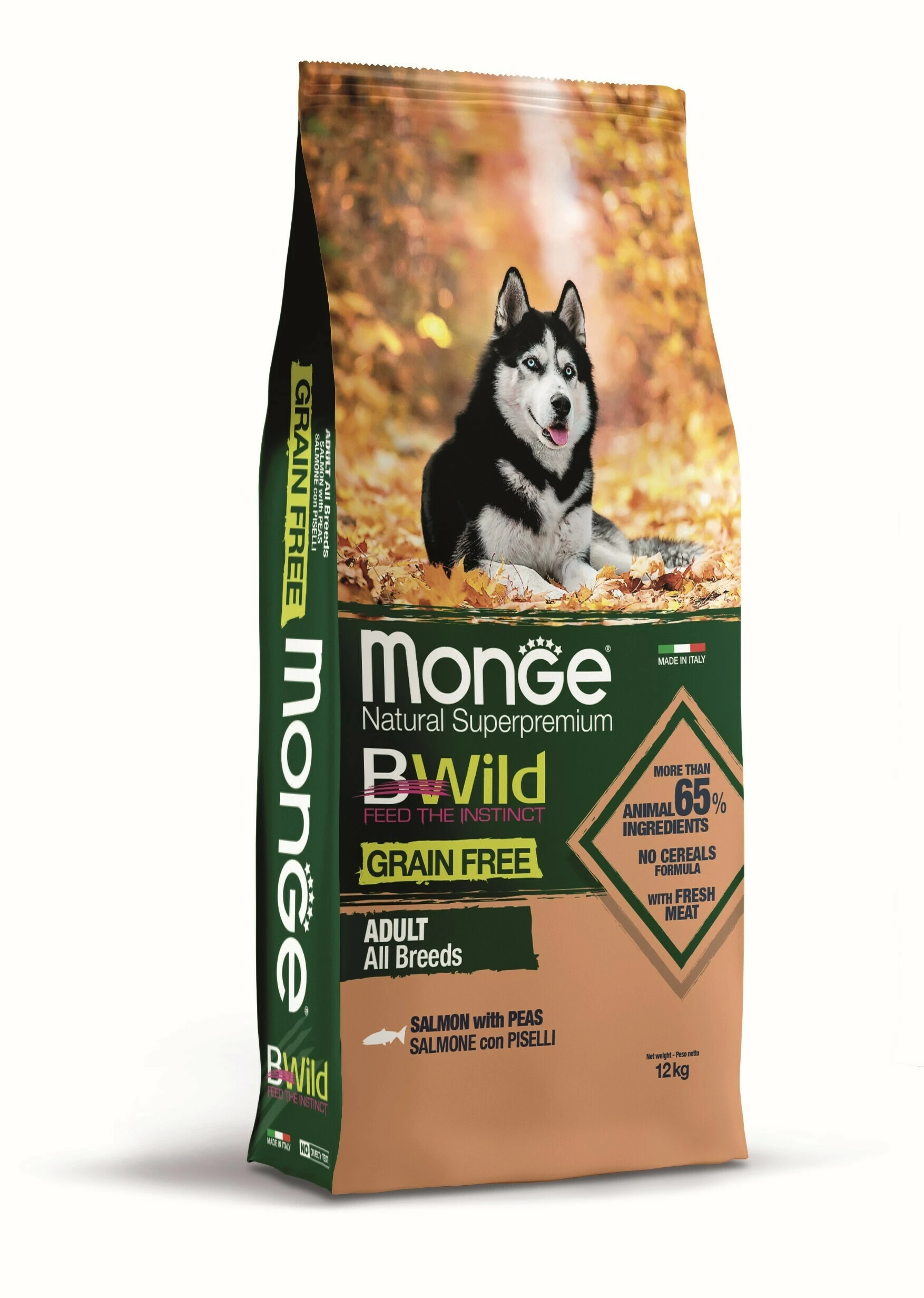 Monge BWild Grain Free Losos sa graškom – Kompletna hrana za odrasle pse svih rasa