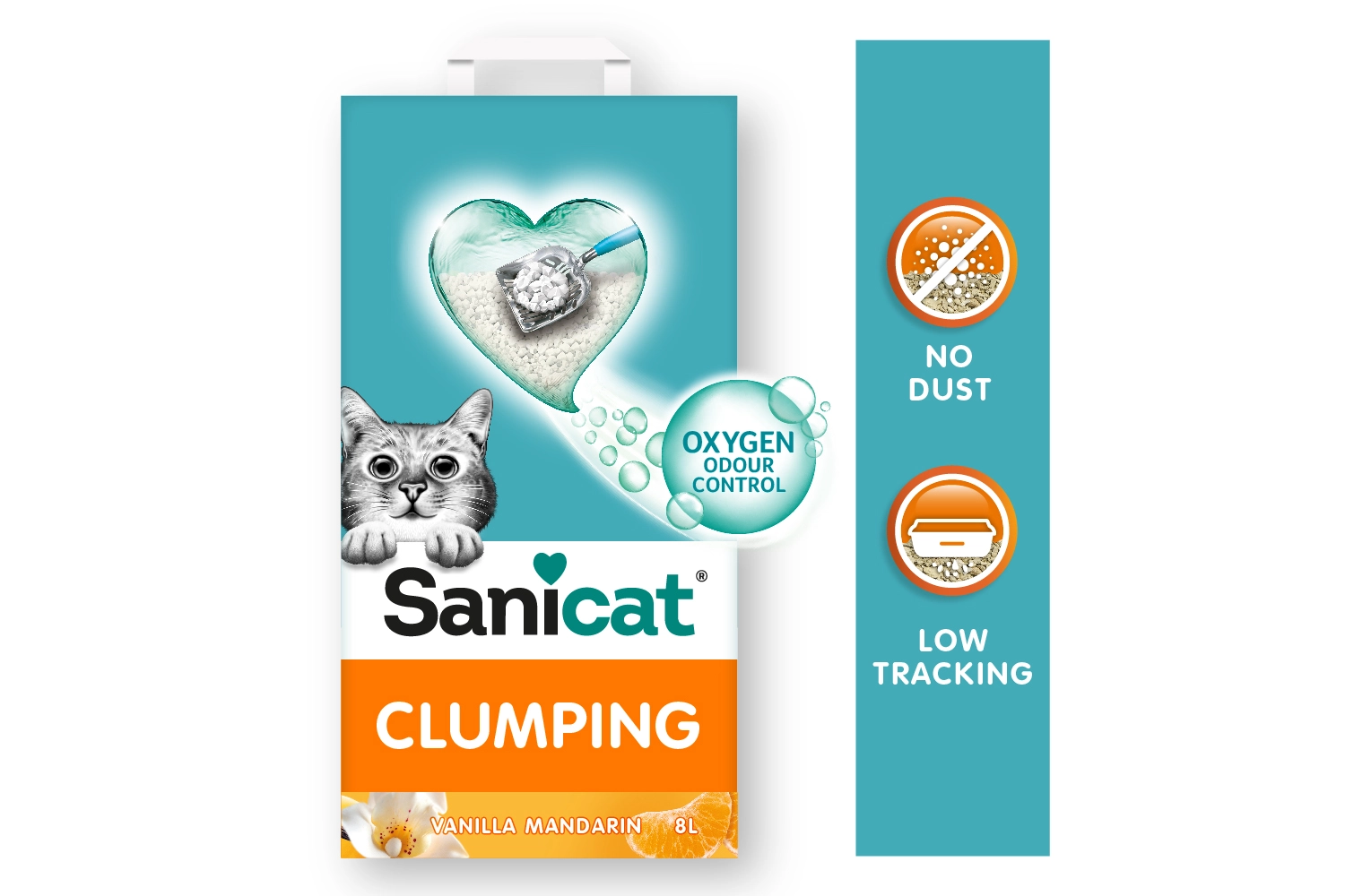 Sanicat Clumping Vanilla-Mandarina 8L – Grudvajući posip sa osvežavajućim mirisom