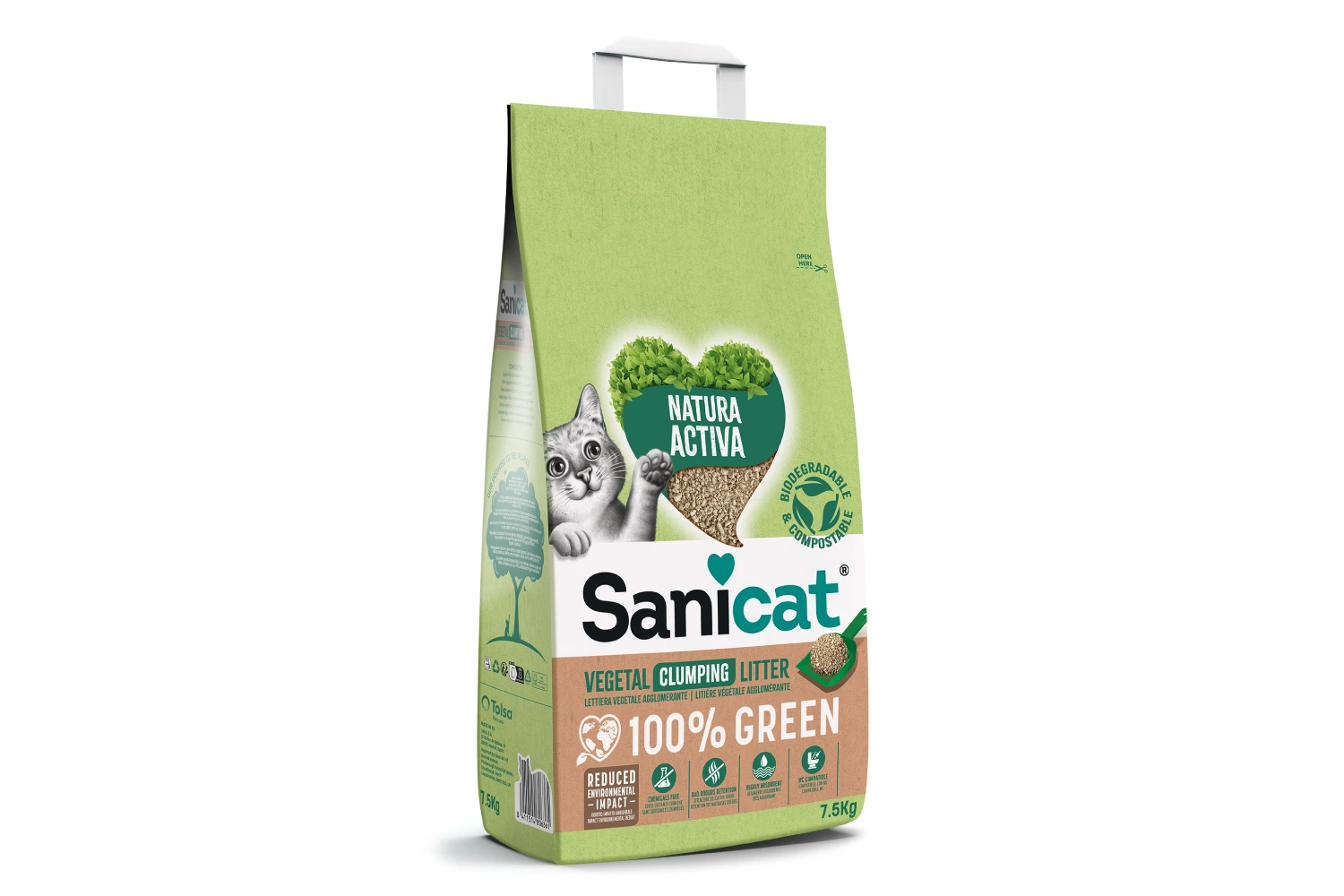 Sanicat Natura Activa 100% 5L – Prirodni, ekološki posip za mačke