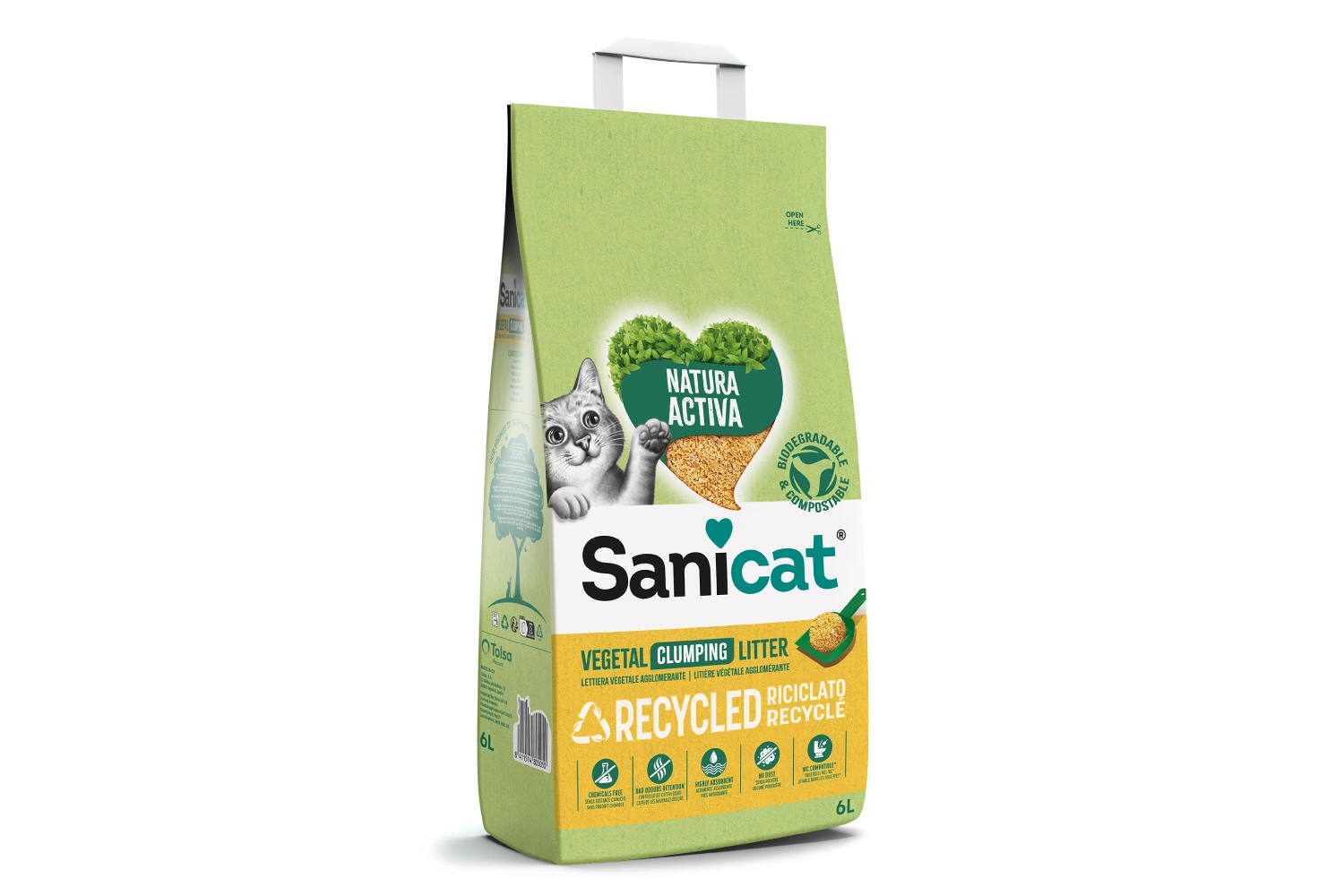 Sanicat Recycled Corn Cob 6L – Ekološki grudvajući posip od kukuruznih ljuski
