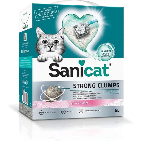 Sanicat Strong Clumps 6L – Super grudvajući posip sa mirisom bebi pudera
