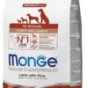 Monge All Breeds Puppy & Junior Monoprotein Jagnjetina i Pirinač – Kompletna ishrana za štence svih rasa