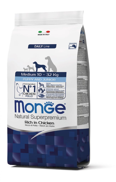 Monge Medium Puppy & Junior Piletina – Kompletna ishrana za štence srednjih rasa