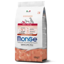 Monge Mini Puppy & Junior Losos i Pirinač – Kompletna ishrana za štence malih rasa
