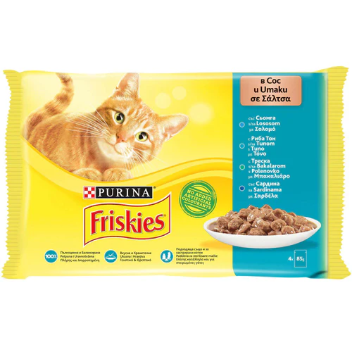 FRISKIES Multipack za mačke Losos/Tuna/Sardina/Bakalar u sosu 4x85g