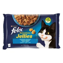 Felix Sensations Jellies, Riblji izbor sa lososom i pastrmkom u želeu 4x85g