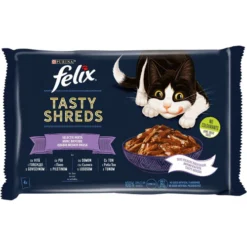 Felix Tasty Shreds Mešani izbor mesa i ribe u sosu 4x80g