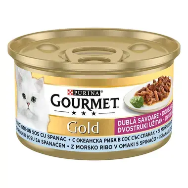 GOURMET Gold s ribom i spanaćem – komadići 85g